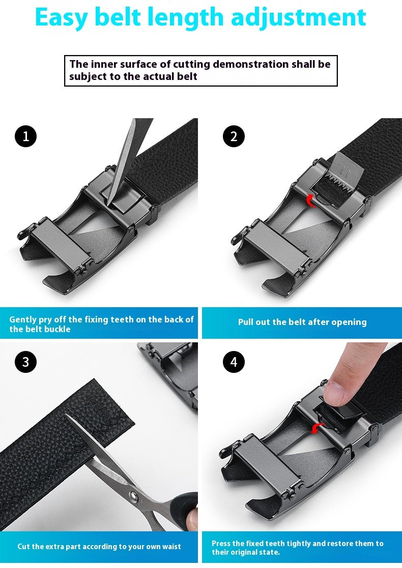 Cinto Masculino OYIFAN – Couro Genuíno, Fivela Automática, Ajuste Perfeito para Homens