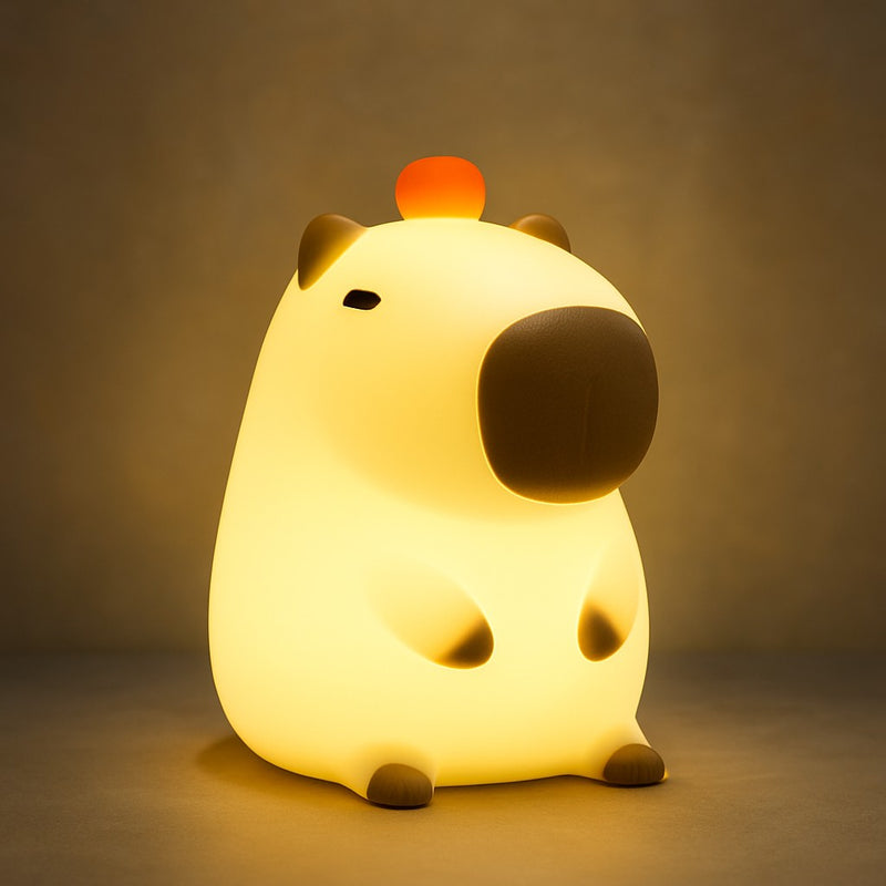 Luminária Capivara LED Noturna – Recarregável USB, Toque, Luz Suave Sleep Night TikTok