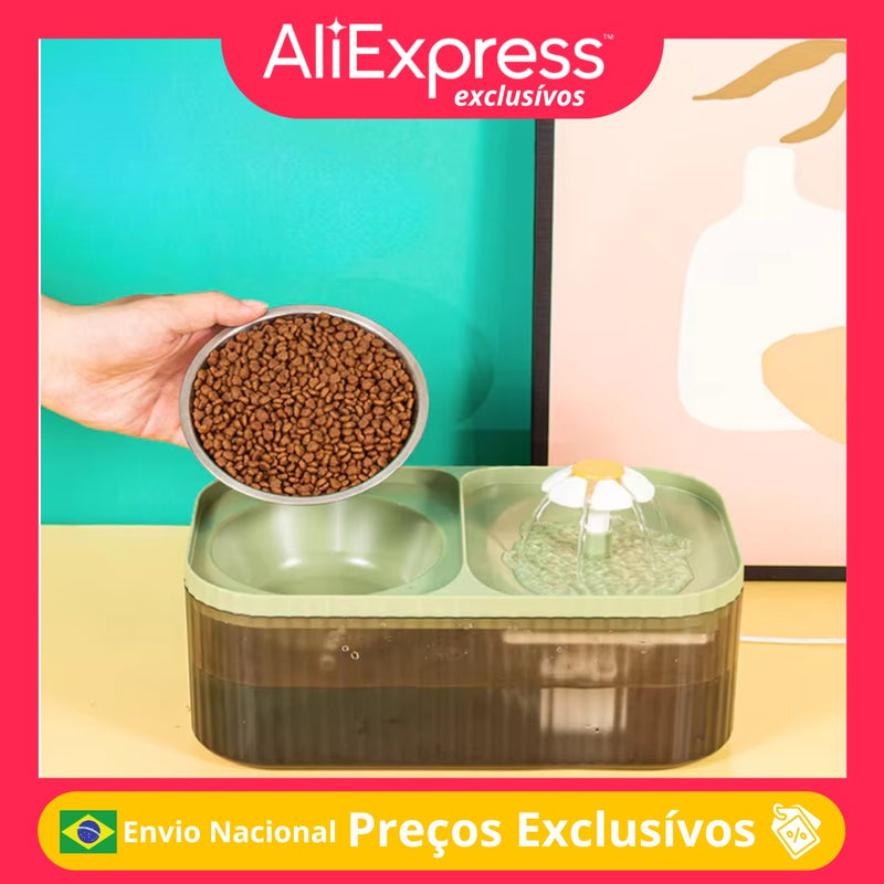 Fonte Bebedouro Automática 2 em 1 Para Gatos e Cães – 3 Litros, Filtro de Carvão e Baixo Consumo