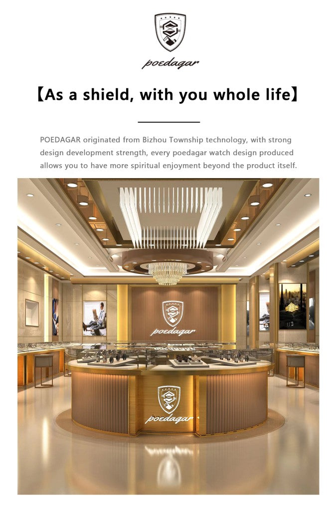 Relógio Masculino Poedagar Esporte Luxo – Quartzo, Aço Inoxidável, À Prova D’Água