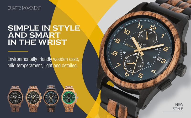 Relógio Masculino de Madeira Bobo Bird – Artesanal, Vintage, Elegante