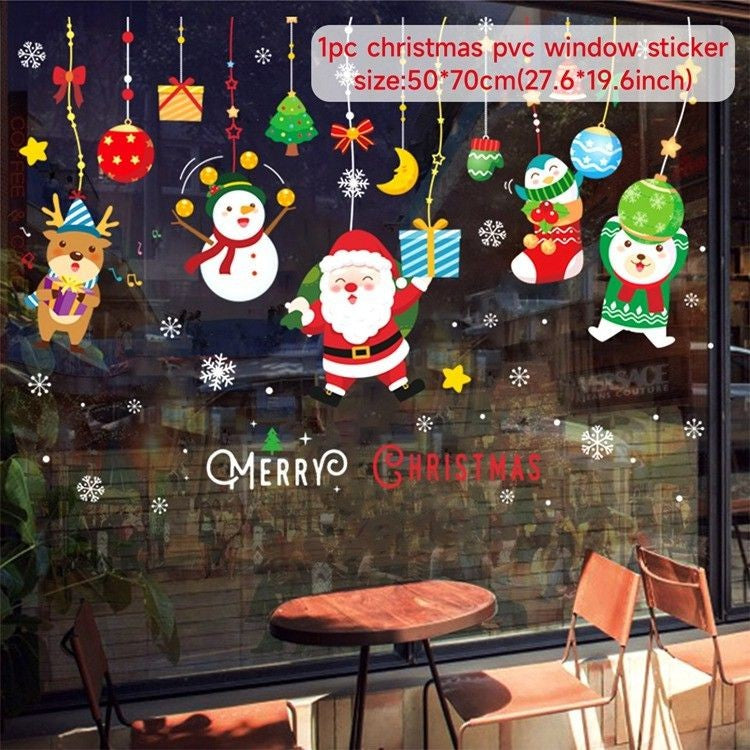 Adesivos de Janela de Natal 2025 – Decoração de Parede e Vidro, Quarto Infantil, Ano Novo 2026