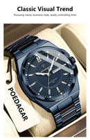 Relógio Masculino Poedagar Esporte Luxo – Quartzo, Aço Inoxidável, À Prova D’Água