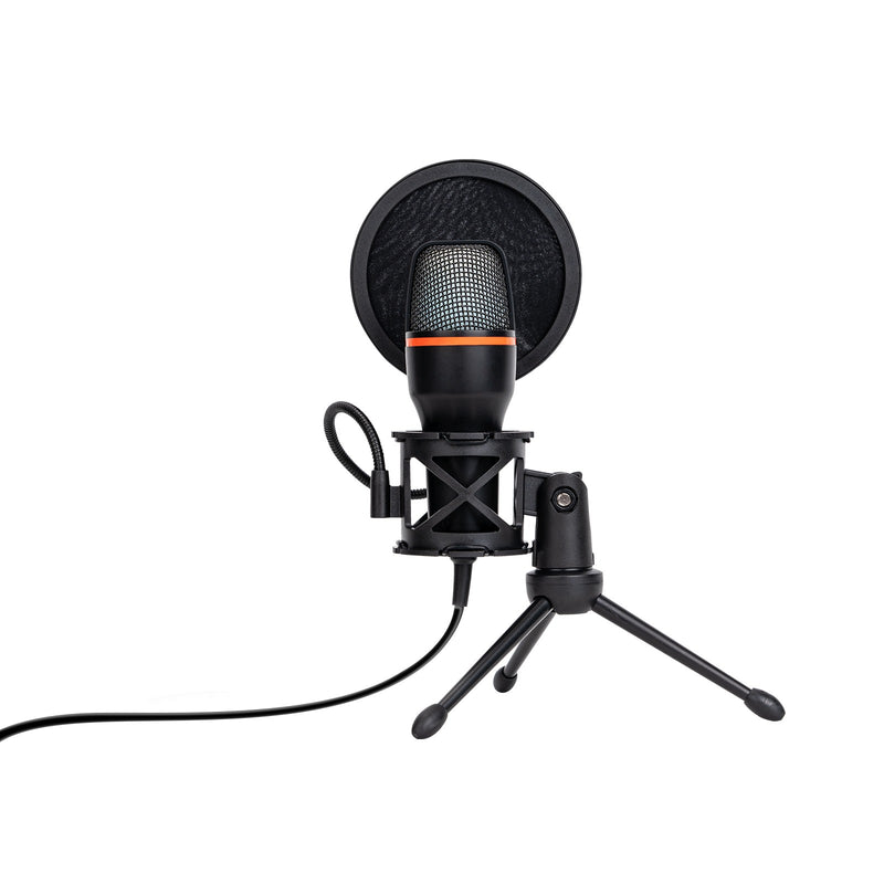 Microfone de Mesa USB RGB – Cancelamento de Ruído, 48KHz, Tripé Ajustável, Plug & Play para Gamers e Streamers