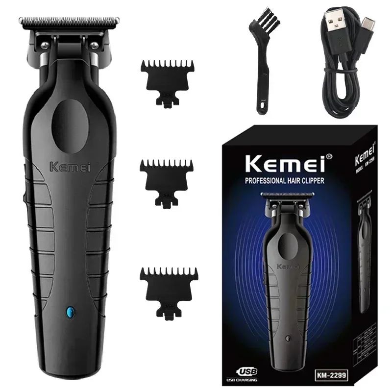 Kit Profissional de Corte de Cabelo Kemei – Aparador e Barbeador Elétrico Masculino KM-2299 / KM-2026 / KM-5083