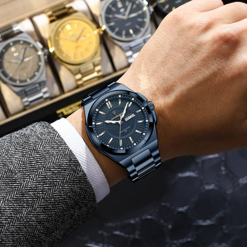 Relógio Masculino Poedagar Esporte Luxo – Quartzo, Aço Inoxidável, À Prova D’Água