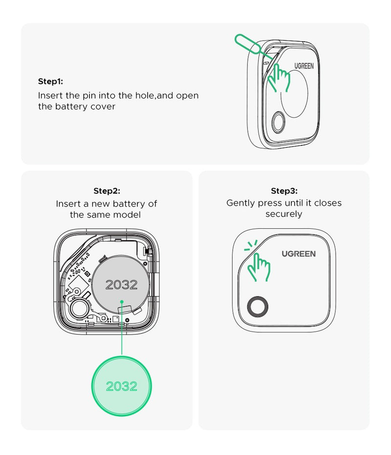 UGREEN Smart Bluetooth Tracker – Localizador de Chaves e Itens, Compatível com Apple Find My (iOS), Bateria até 2 Anos