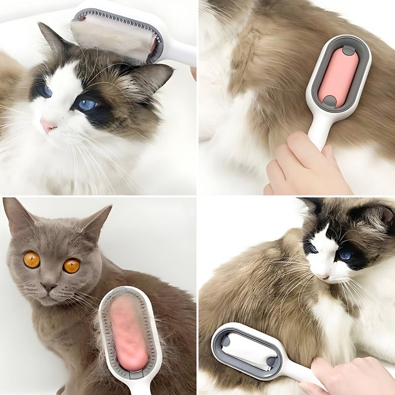 Escova Pet 4 em 1 para Gatos e Cachorros – Removedor de Pelos, Banho Seco, Massagem e Aparador