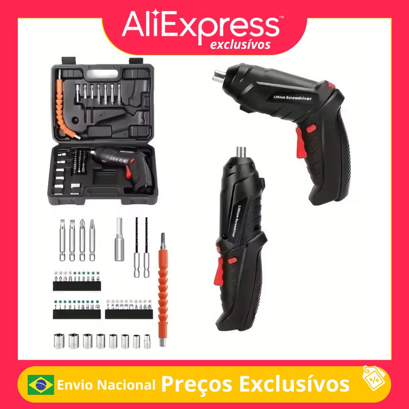 Kit Parafusadeira Elétrica Sem Fio – Compacta, Portátil e Prática para Casa e Manutenção
