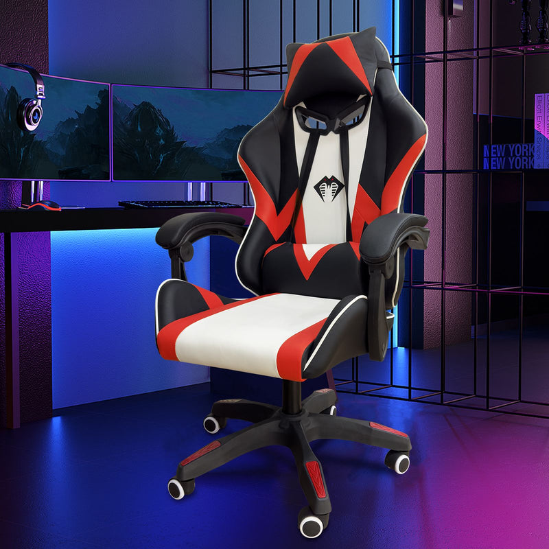 Cadeira de Jogos Python Fly – Ergonômica Profissional, Couro Respirável, Apoio Lombar, Rodas 360°