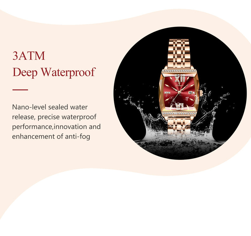 Relógio Feminino de Luxo Poedagar – Quartzo, Diamante, À Prova D’Água, Aço Inoxidável + Caixa Premium